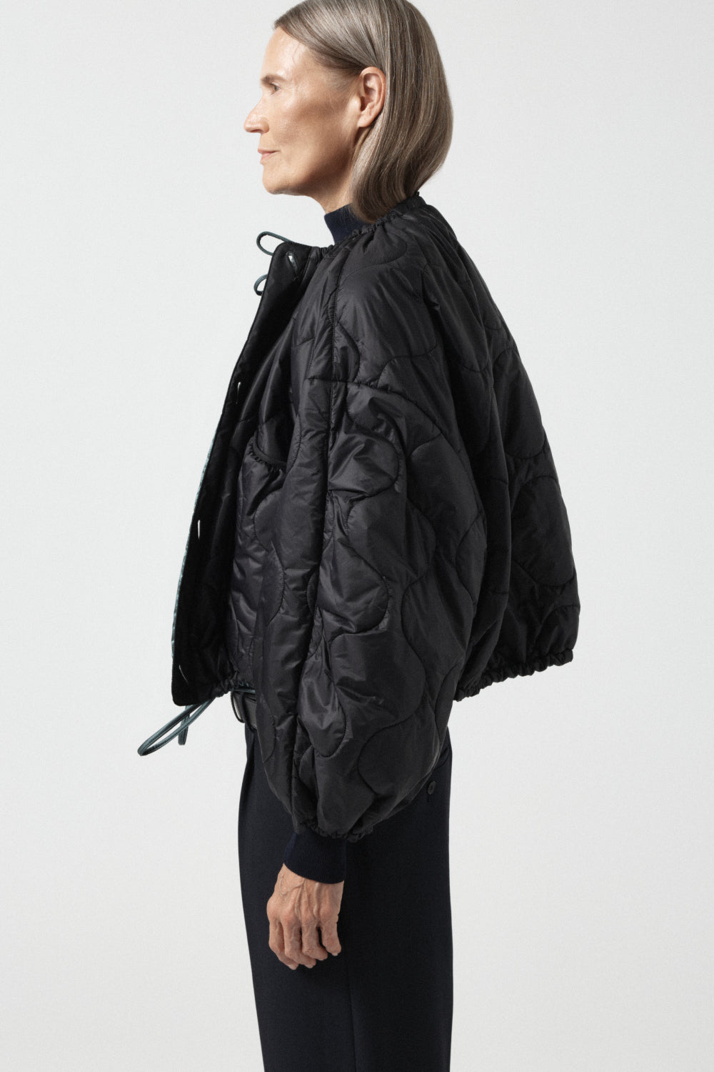 Parachute Quilted Bomber - Black / Mineral Green