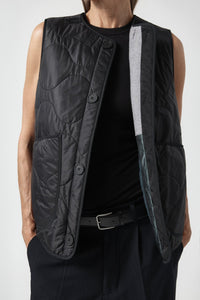 Signature Patchwork Wool Vest - Heather Grey & Ivory / Black