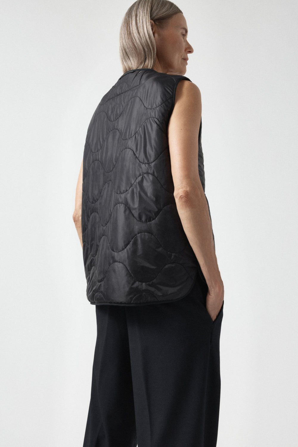 Signature Patchwork Wool Vest - Heather Grey & Ivory / Black