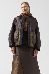 Signature Patchwork Cropped Quilt - Bordeaux / Black