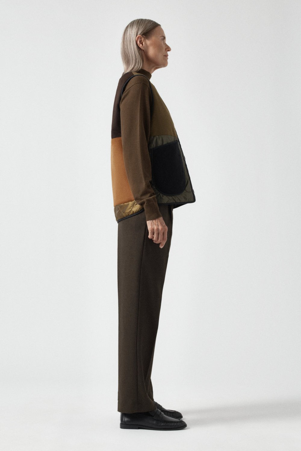 Signature Patchwork Wool Vest - Moss & Chocolate / Olive