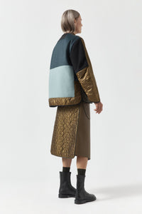 Signature Patchwork Wool Cropped Quilt - Moss / Mineral Green