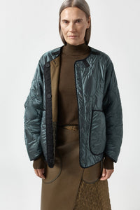 Signature Patchwork Wool Cropped Quilt - Moss / Mineral Green