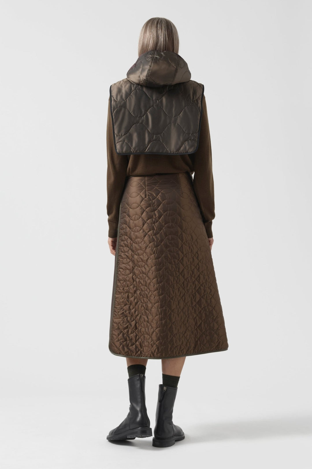 Quilted Zip Hood - Bordeaux / Amber