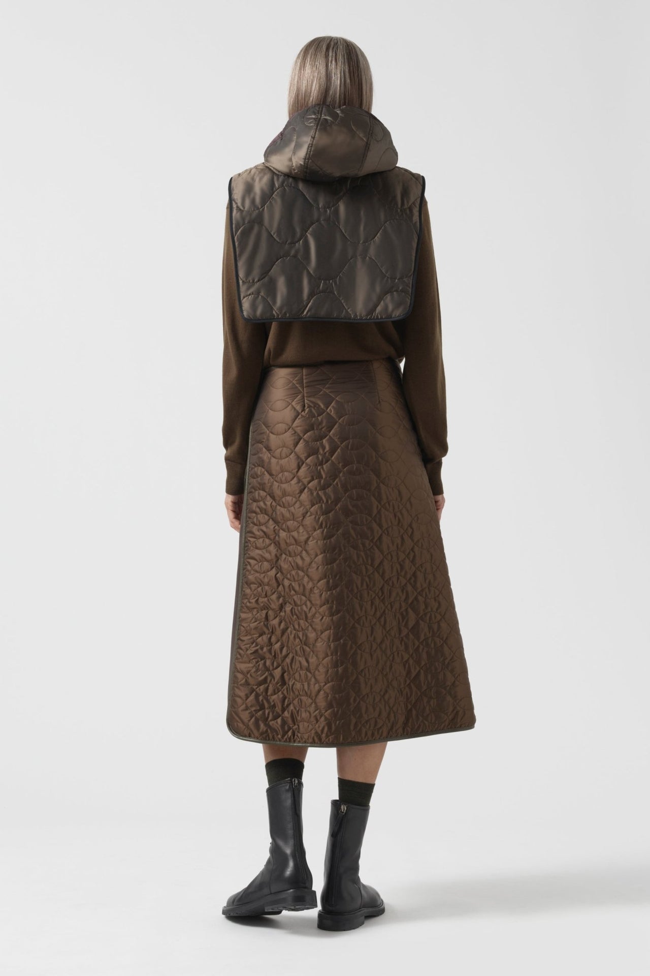 Quilted Zip Hood - Bordeaux / Amber