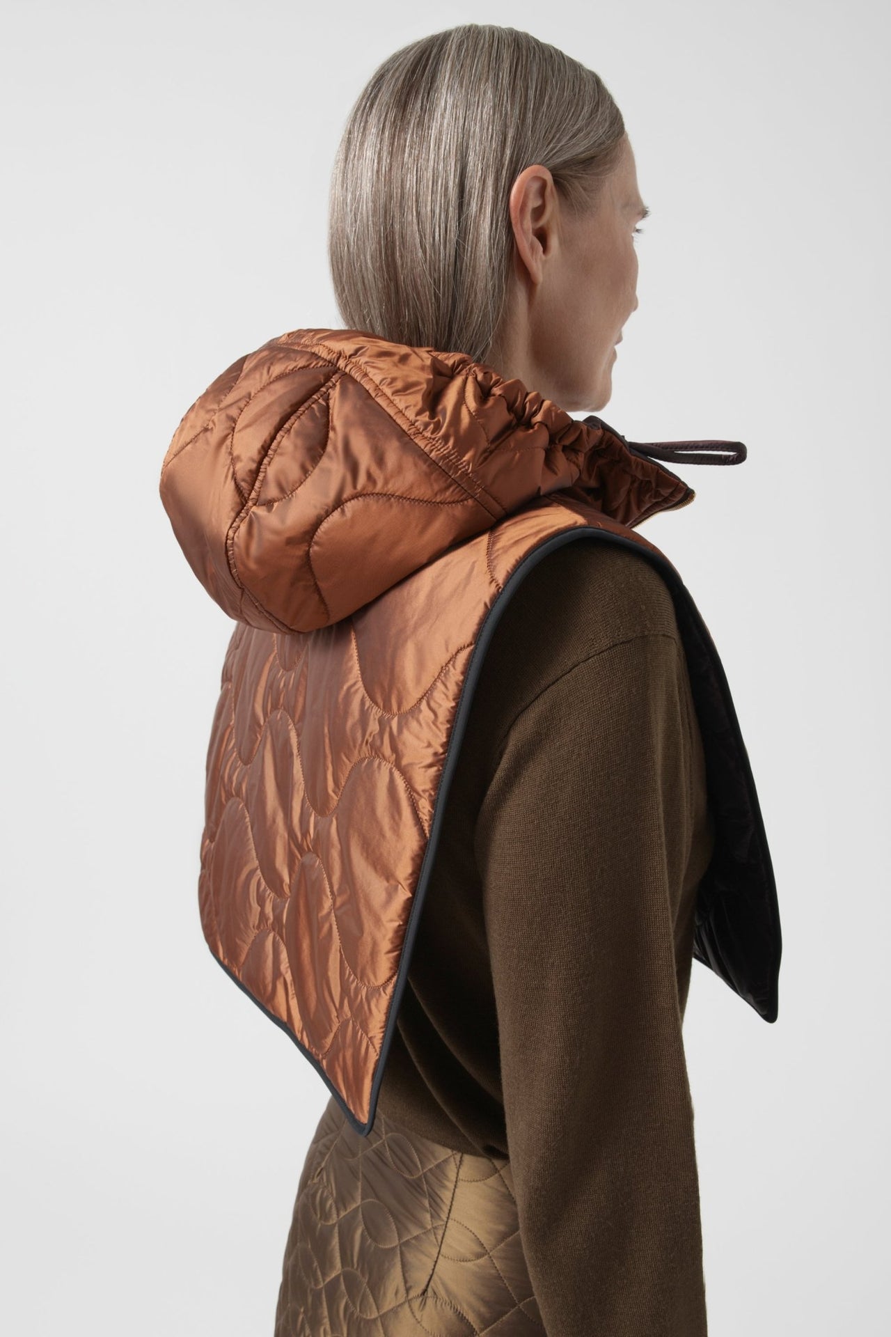 Quilted Zip Hood - Bordeaux / Amber