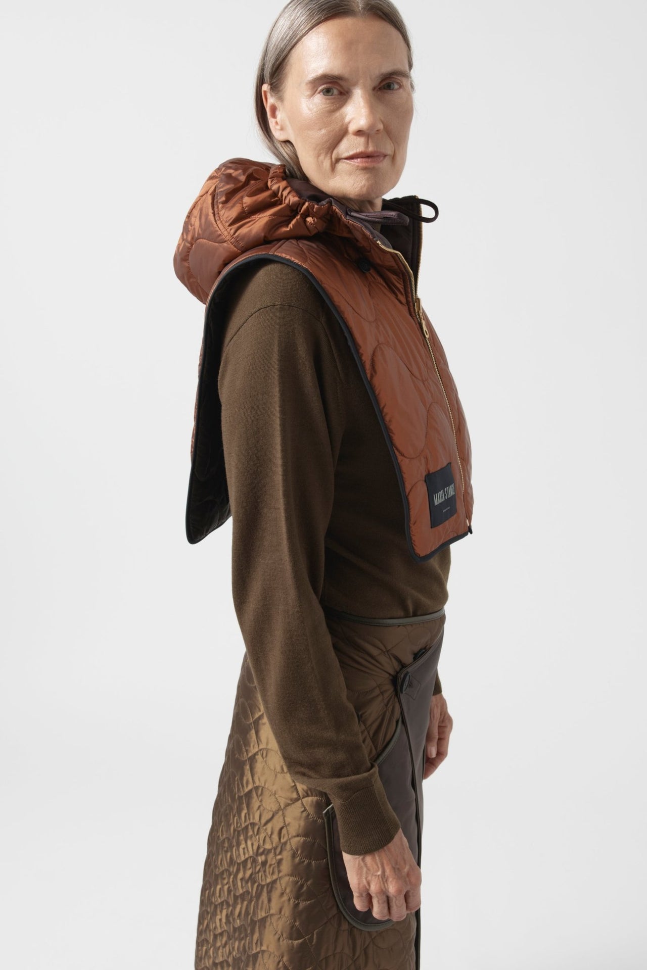 Quilted Zip Hood - Bordeaux / Amber