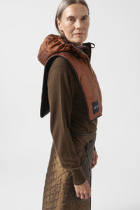 Quilted Zip Hood - Bordeaux / Amber