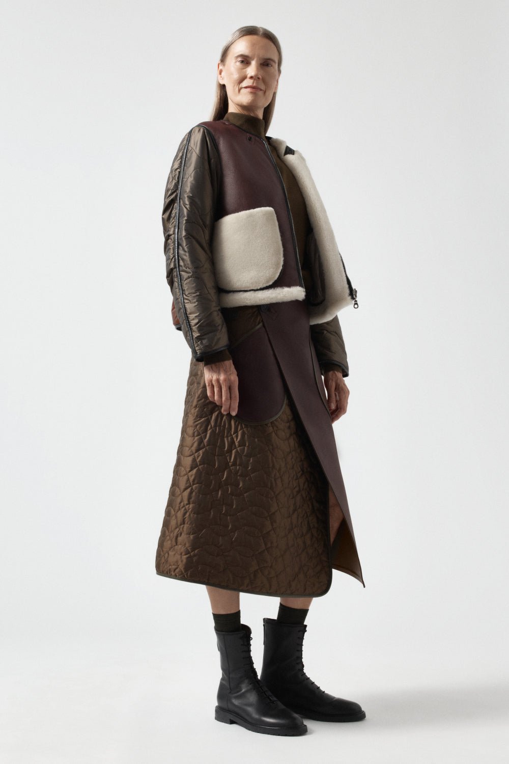 Aviator Shearling Jacket - Oxblood / Pebble