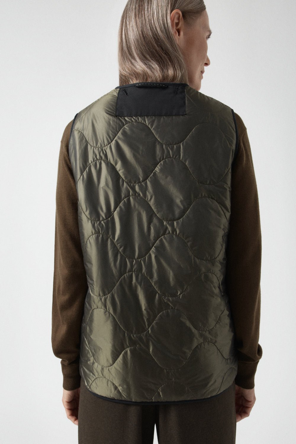 Signature Patchwork Wool Vest - Moss & Chocolate / Olive