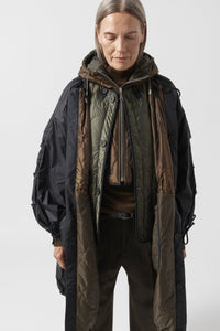 Quilted Zip Hood - Olive / Bronze