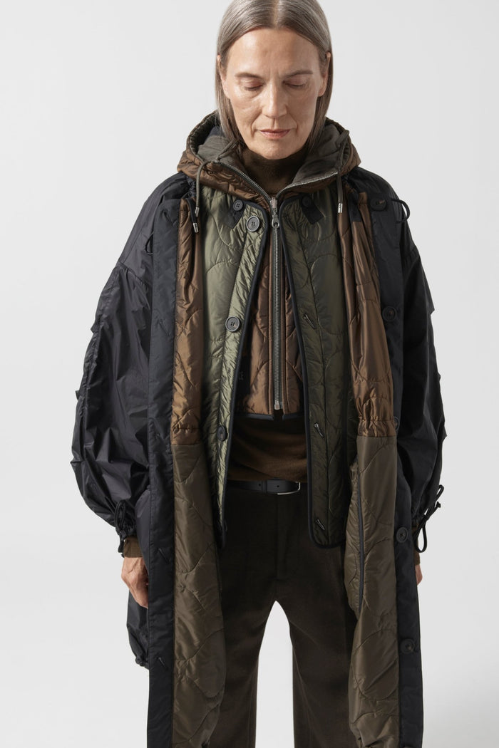 Quilted Zip Hood - Olive / Bronze