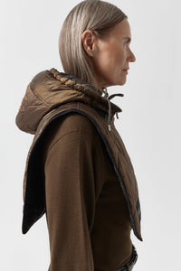 Quilted Zip Hood - Olive / Bronze