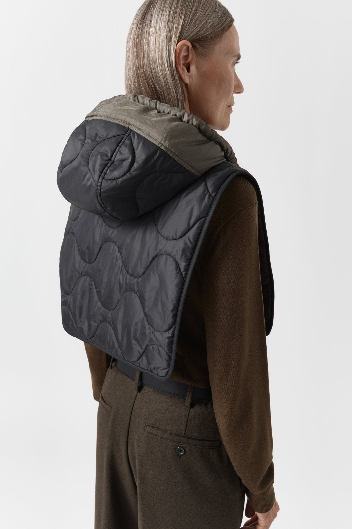 Quilted Zip Hood - Olive / Bronze