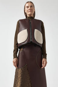 Aviator Shearling Vest - Oxblood / Pebble