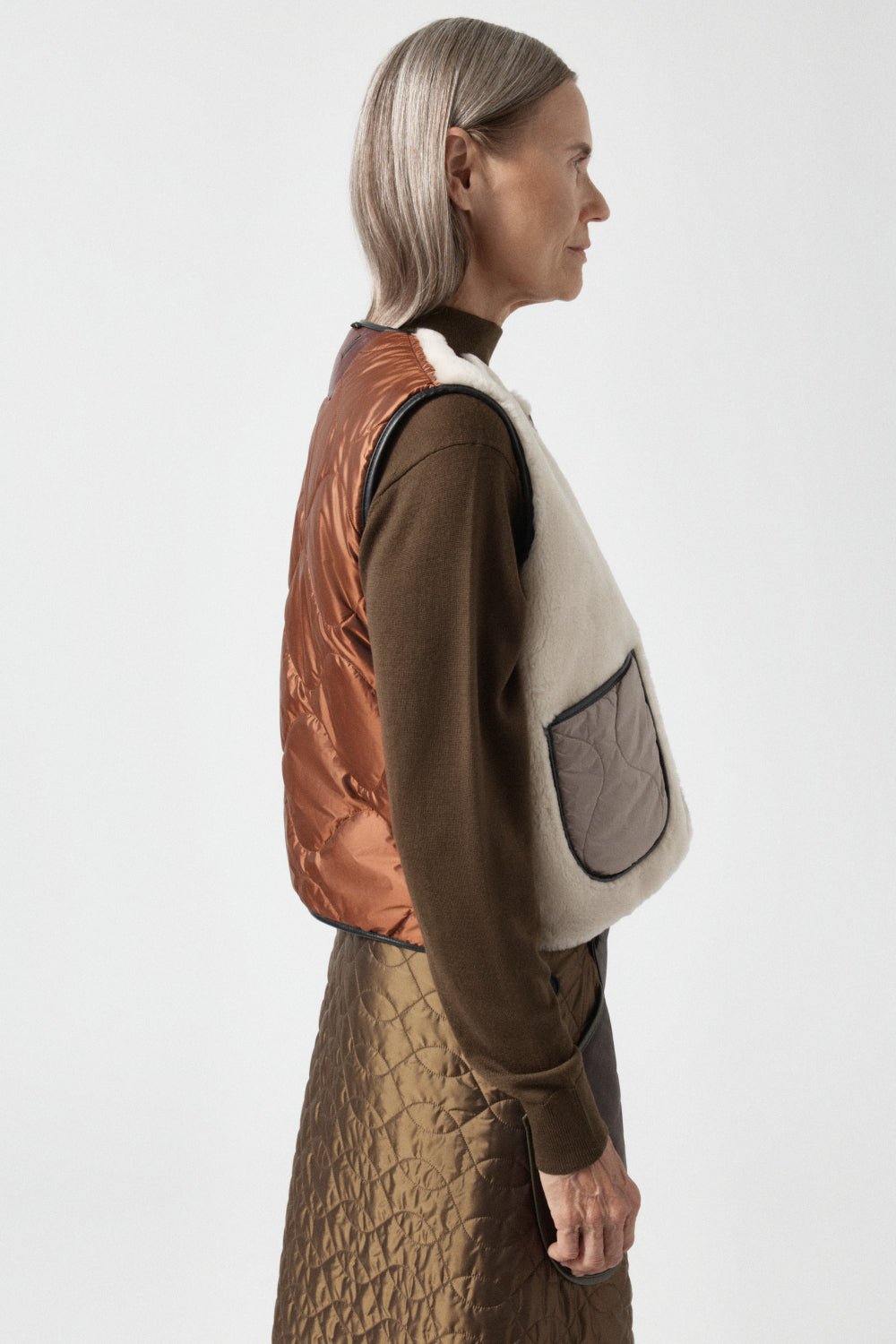 Aviator Shearling Vest - Oxblood / Pebble