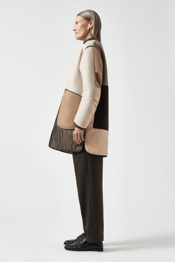 Signature Patchwork Wool Quilt - Stone & Peat / Stone