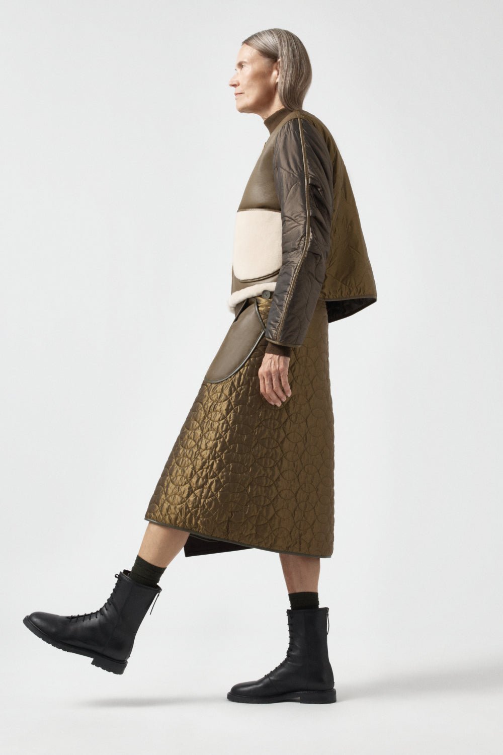 Aviator Shearling Jacket - Moss / Blush