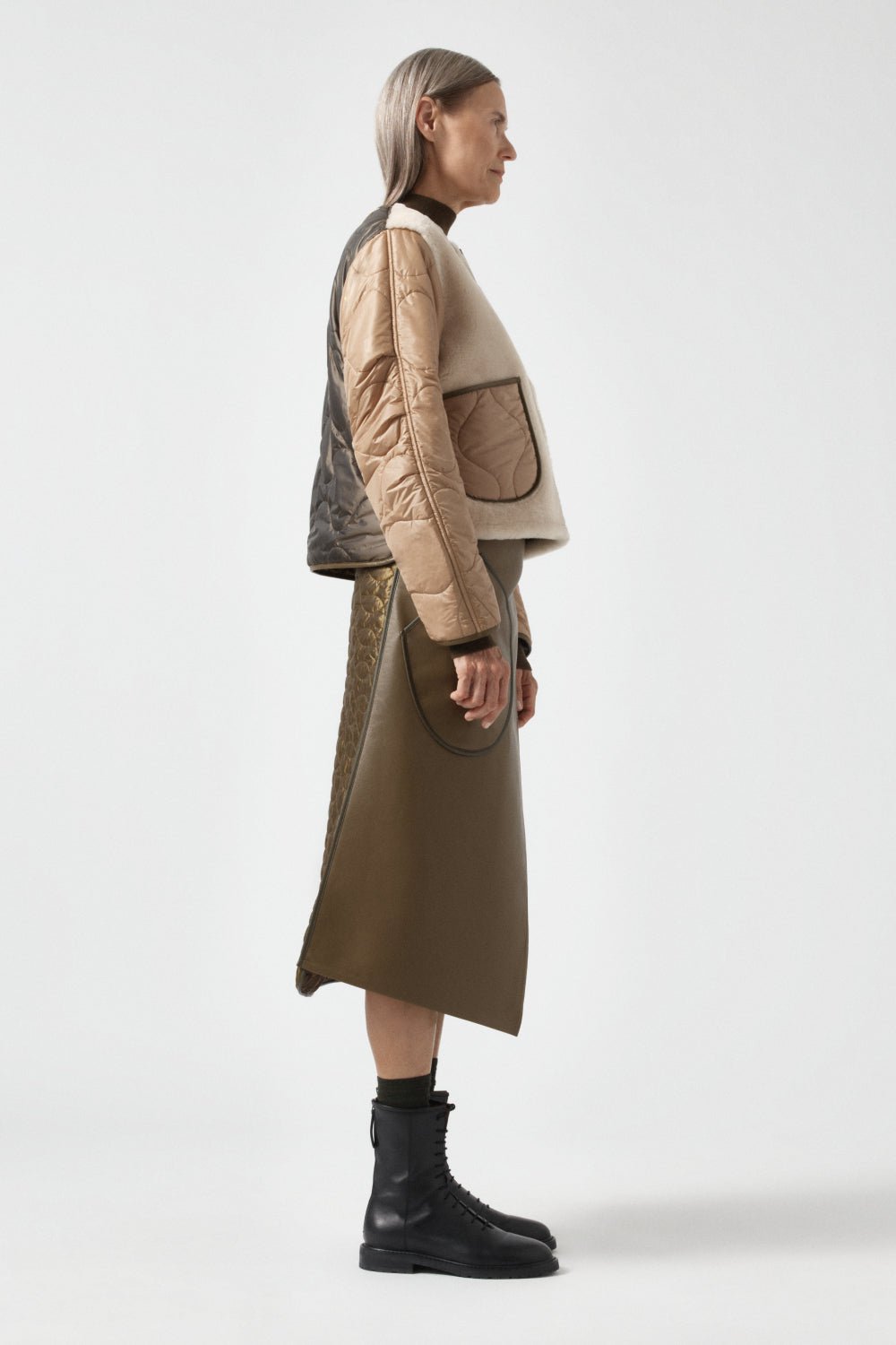 Aviator Shearling Jacket - Moss / Blush