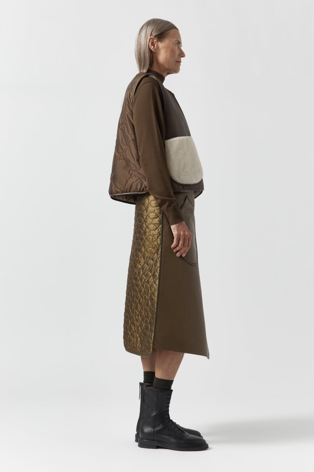 Aviator Shearling Vest - Chocolate / Natural