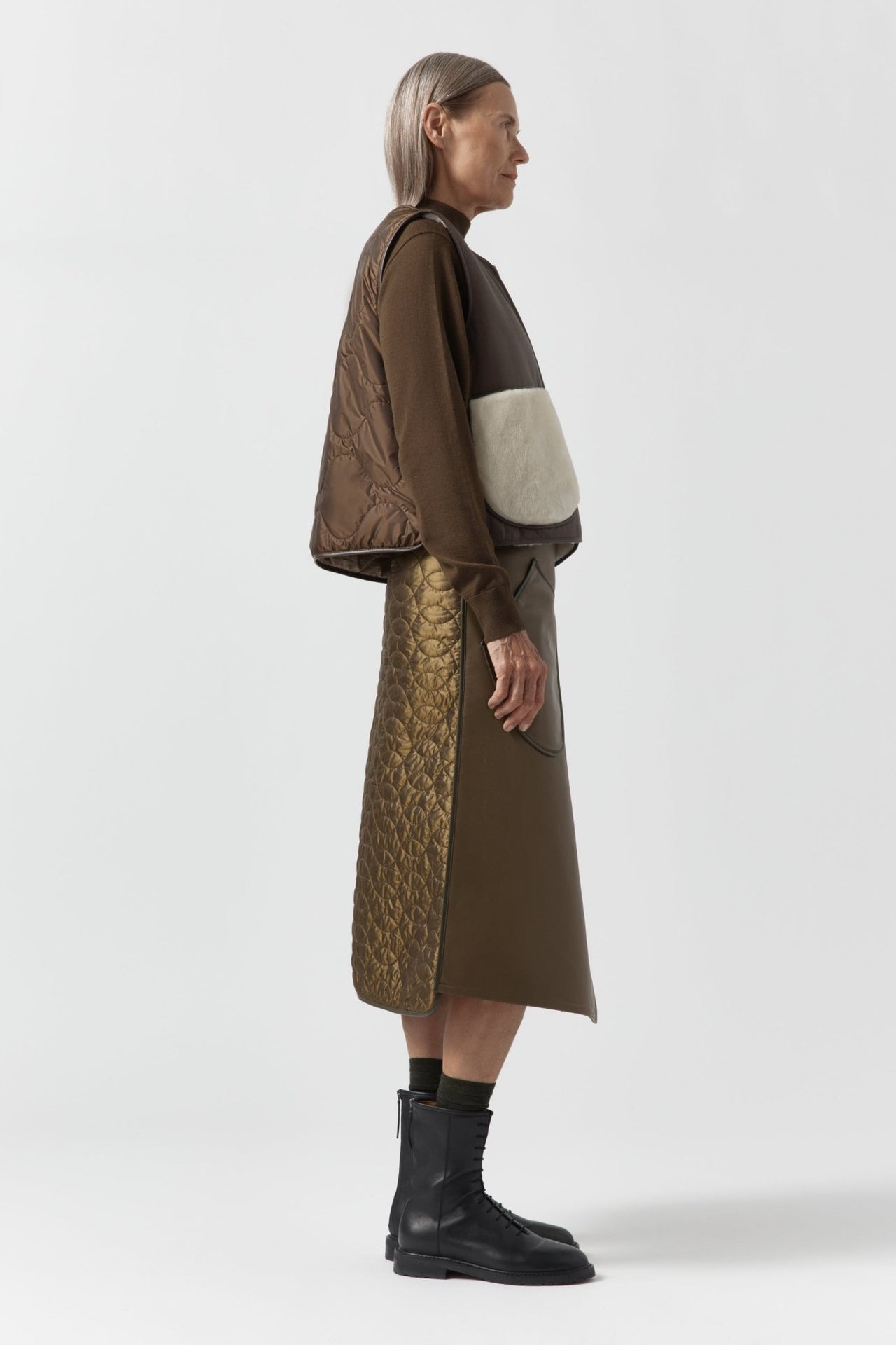 Aviator Shearling Vest - Chocolate / Natural