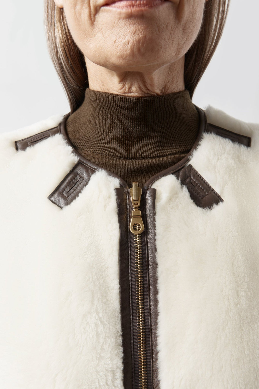Aviator Shearling Vest - Chocolate / Natural