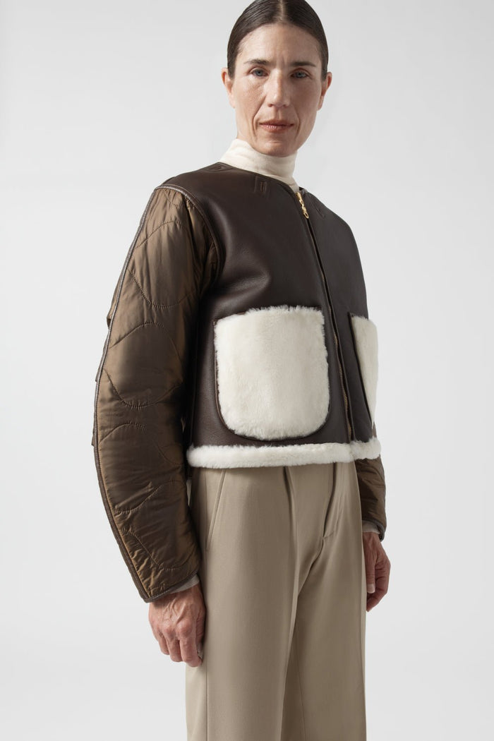 Aviator Shearling Jacket - Chocolate / Natural