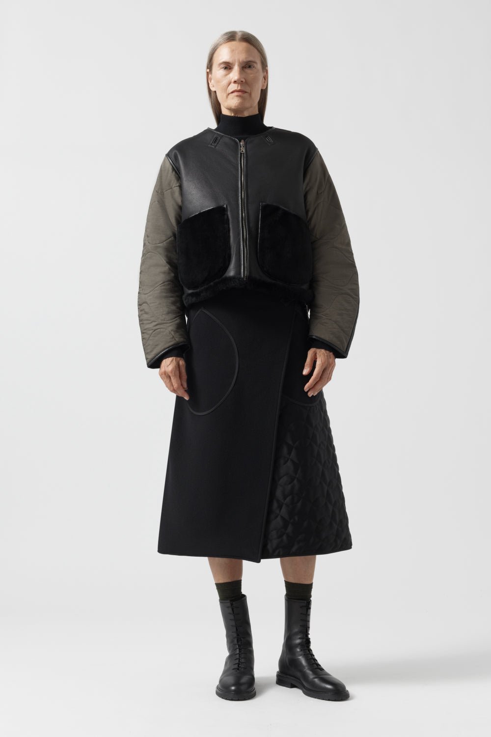 Aviator Shearling Jacket - Black / Black