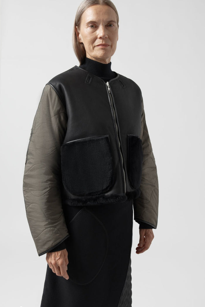 Aviator Shearling Vest - Black / Black
