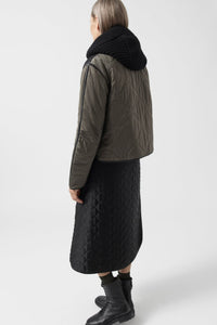 Knitted Hood - Black / Dark Olive