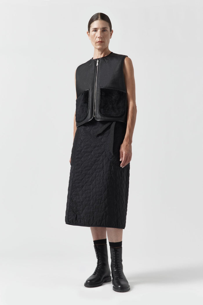 Aviator Shearling Vest - Black / Black