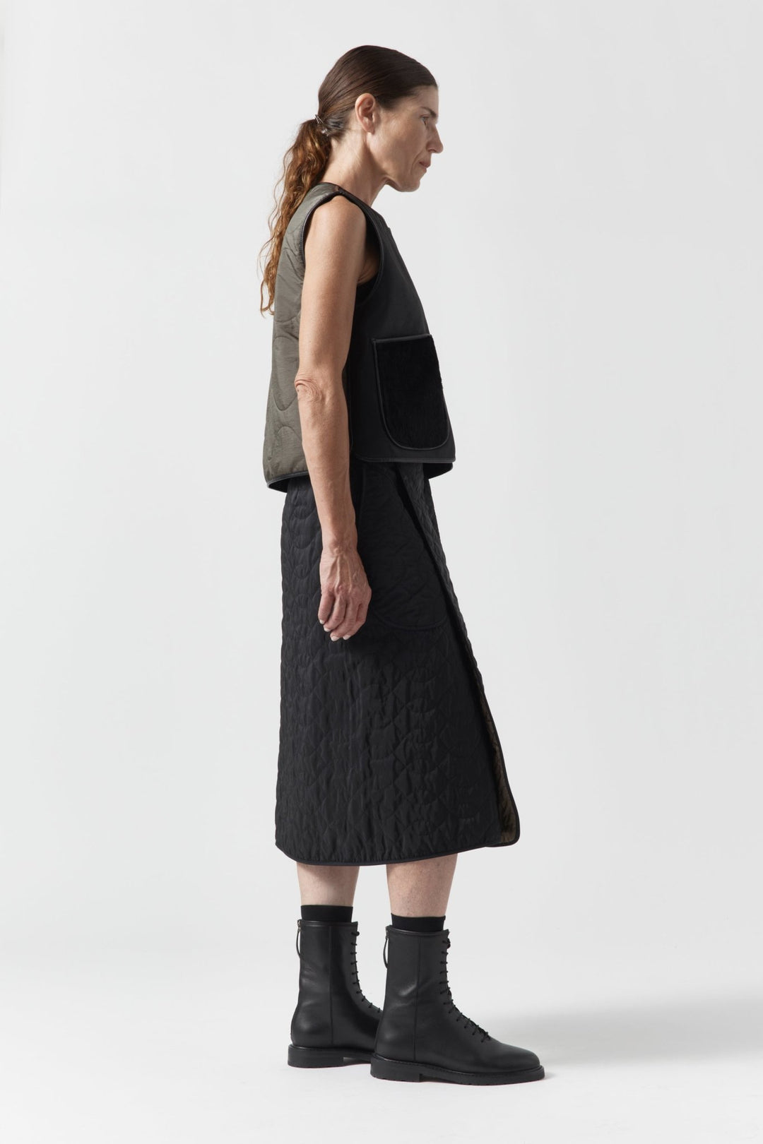 Aviator Shearling Vest - Black / Black