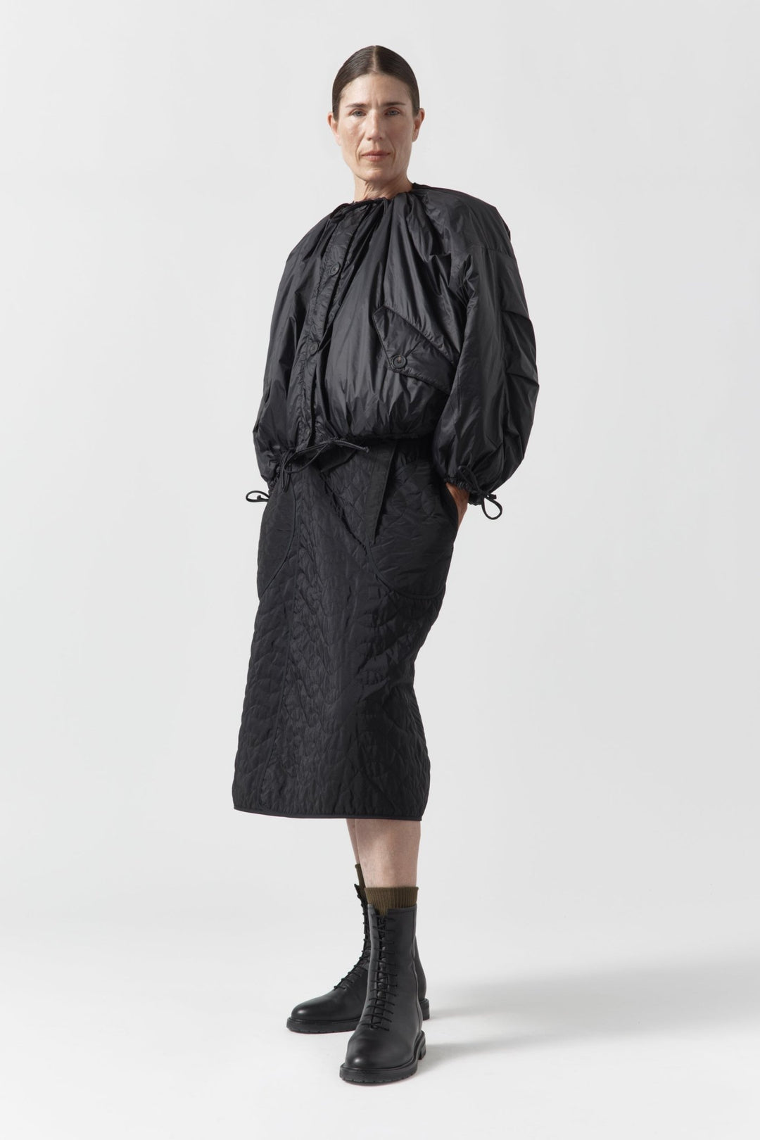 Parachute Quilted Bomber - Anthracite / Black