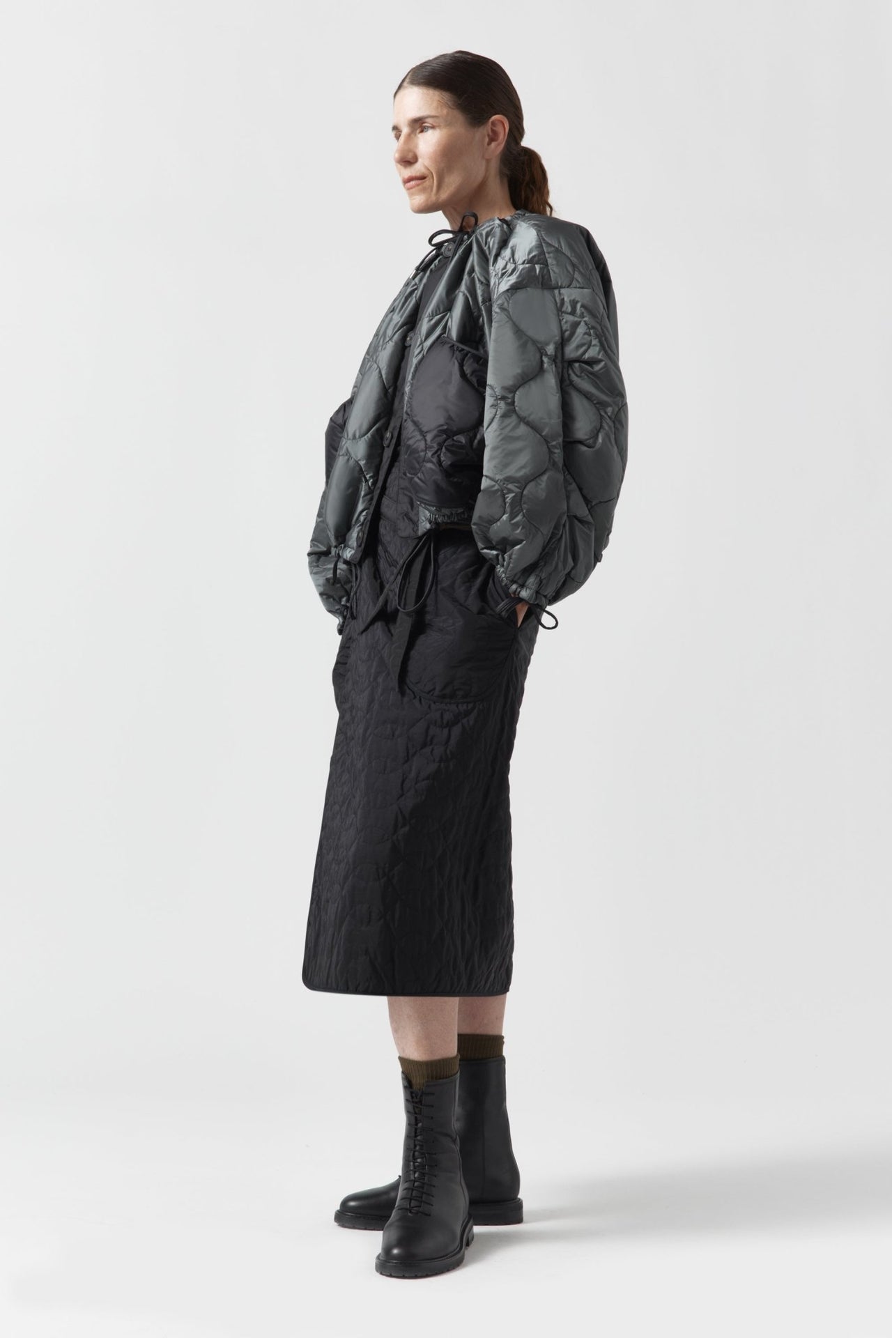 Parachute Quilted Bomber - Anthracite / Black