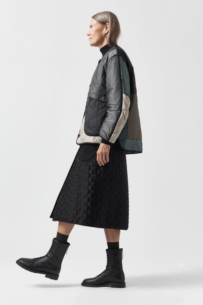 Signature Patchwork Cropped Quilt - Anthracite & Mineral Green / Dark Olive