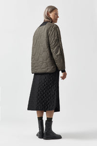 Signature Patchwork Cropped Quilt - Anthracite & Mineral Green / Dark Olive