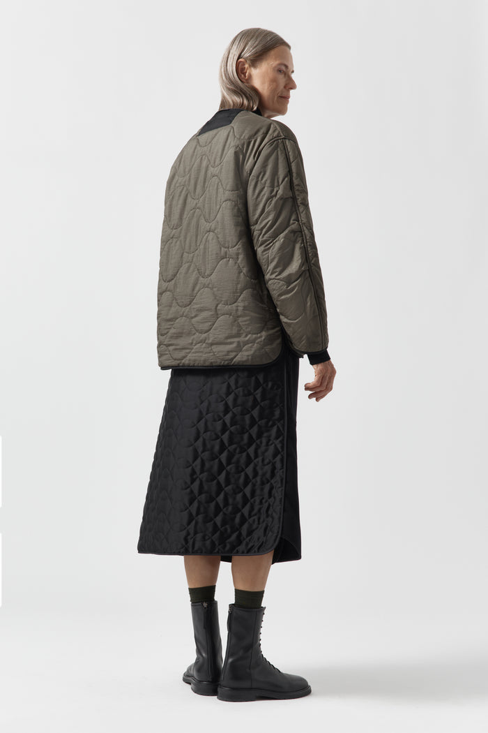 Signature Patchwork Cropped Quilt - Anthracite & Mineral Green / Dark Olive