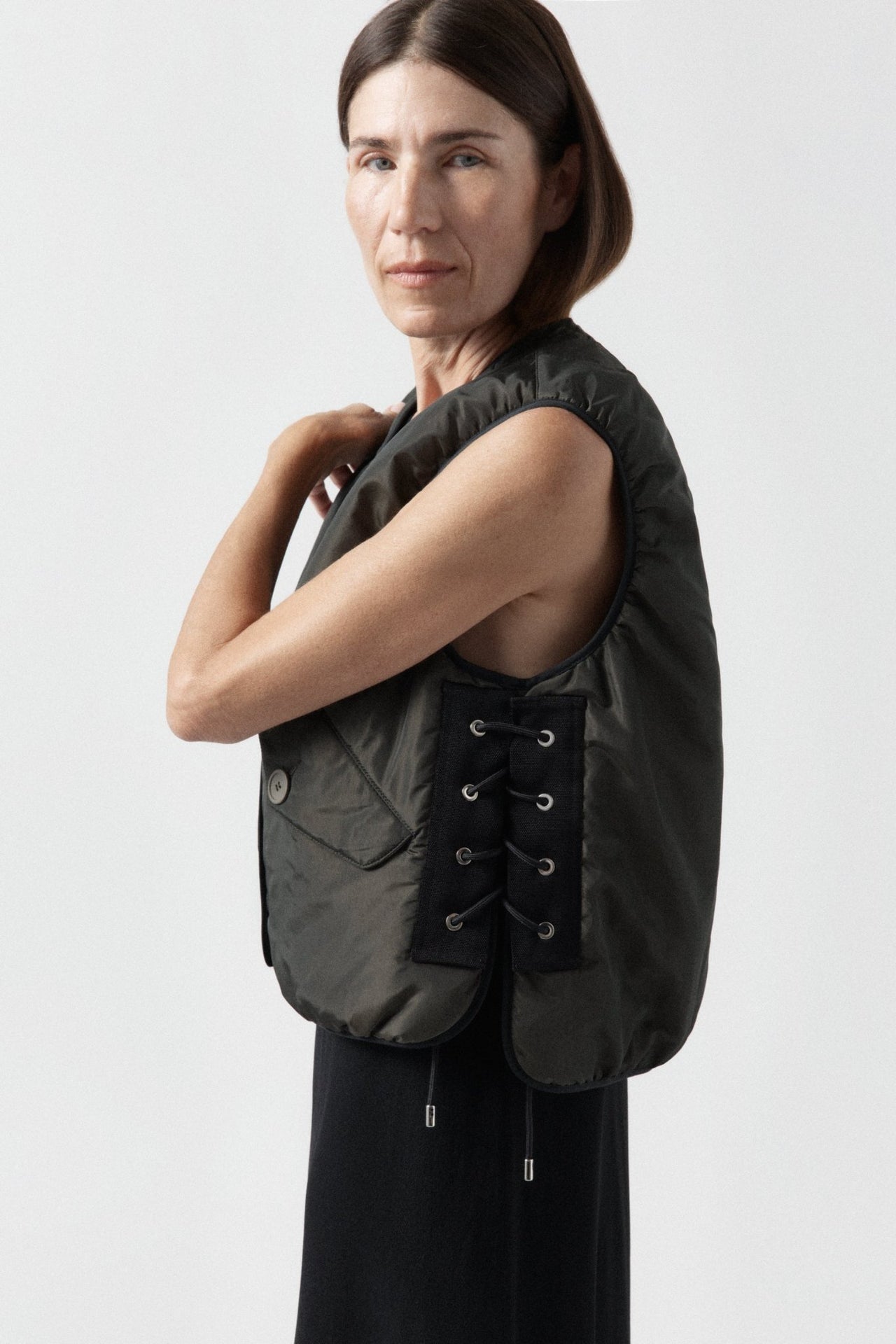 Parachute Silk Nylon Lattice Vest - Olive / Black