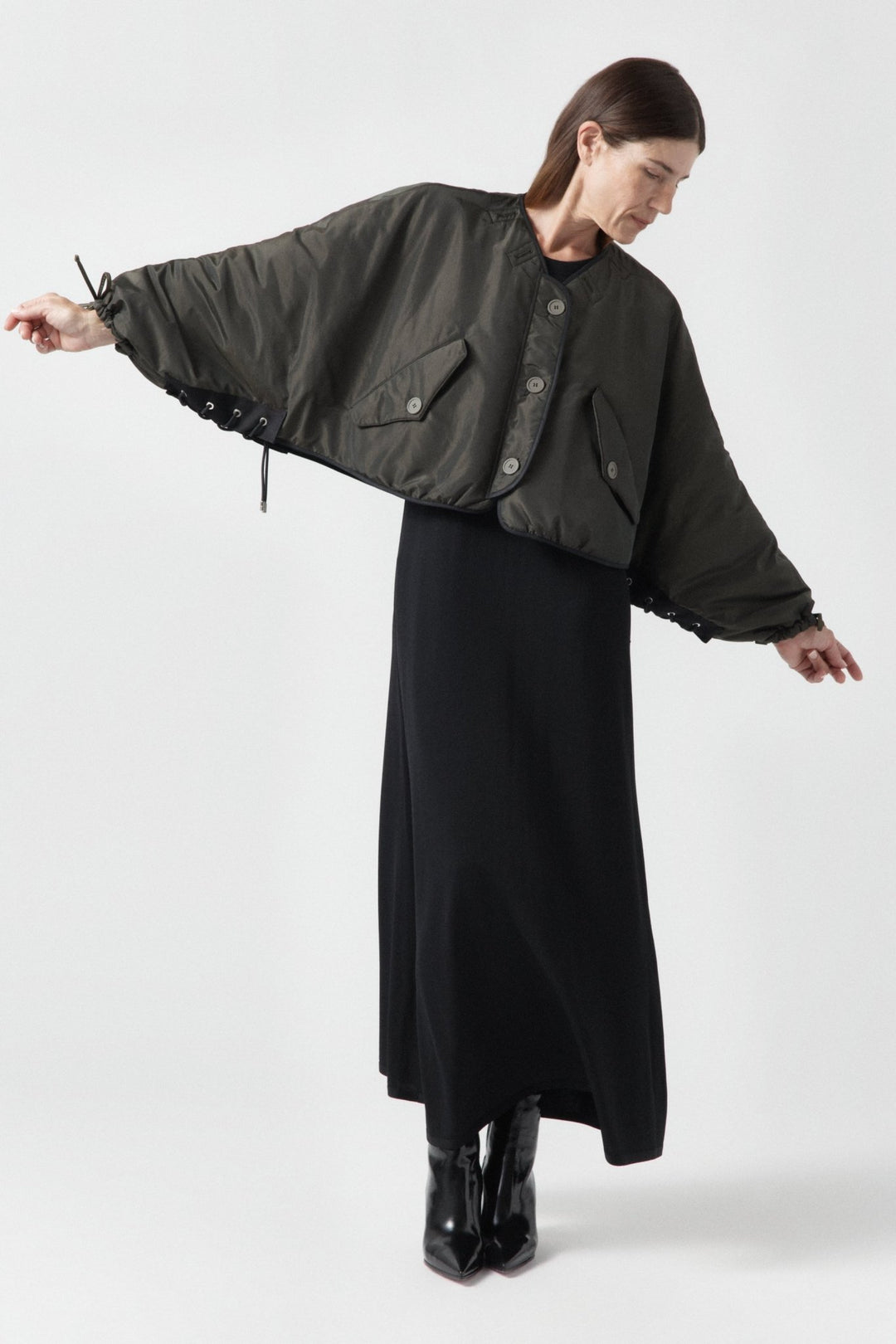 Parachute Silk Nylon Lattice Bomber - Olive / Black