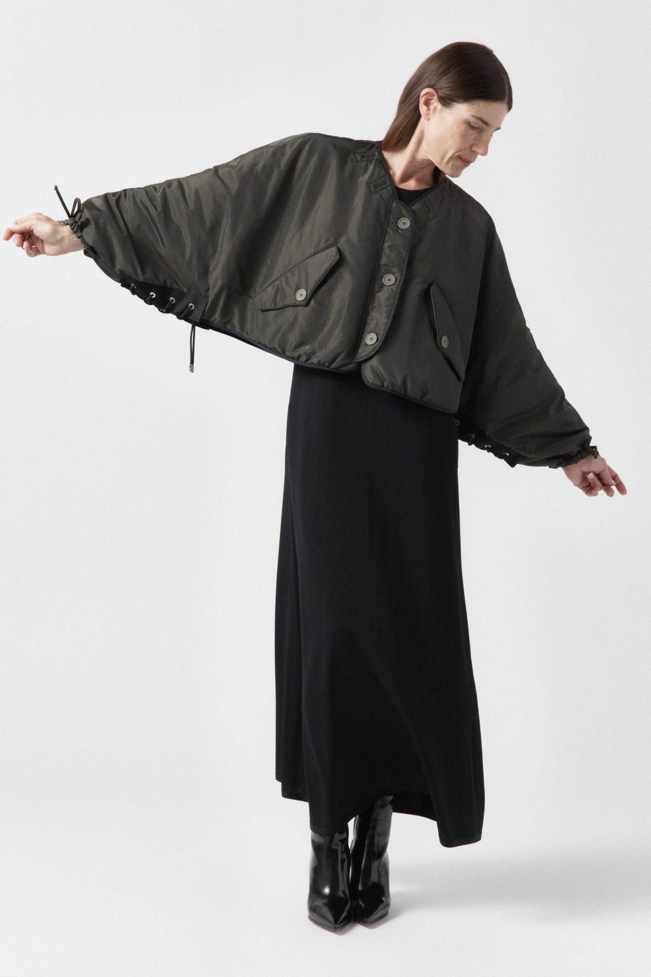 Parachute Silk Nylon Lattice Bomber - Olive / Black