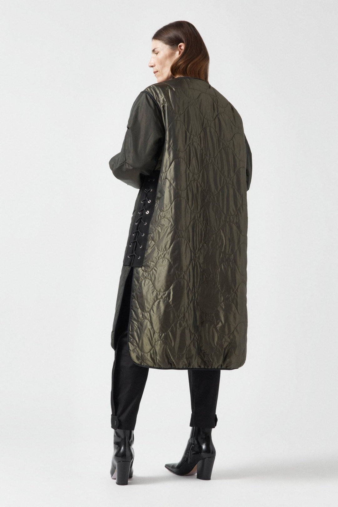 Parachute Silk Nylon Lattice Parka - Olive / Black