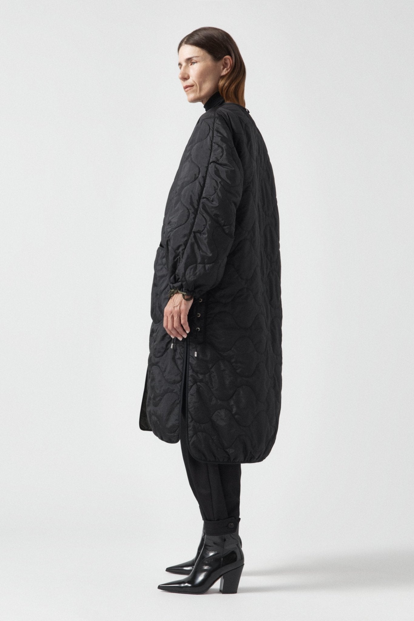 Parachute Silk Nylon Lattice Parka - Olive / Black