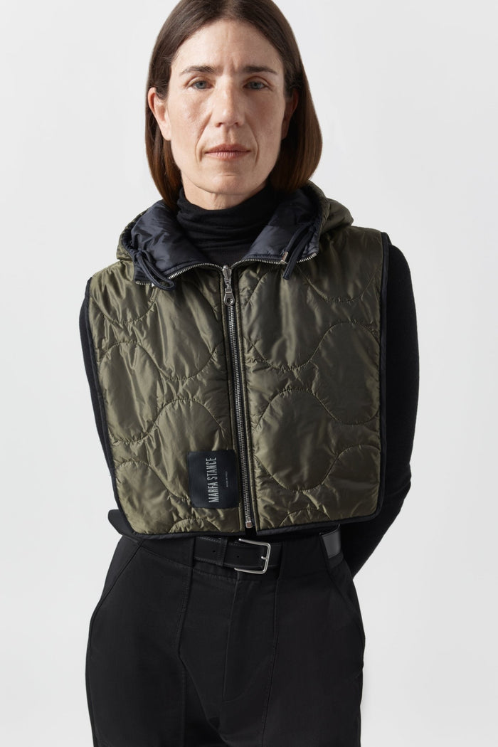 Quilted Zip Hood - Midnight / Dark Olive