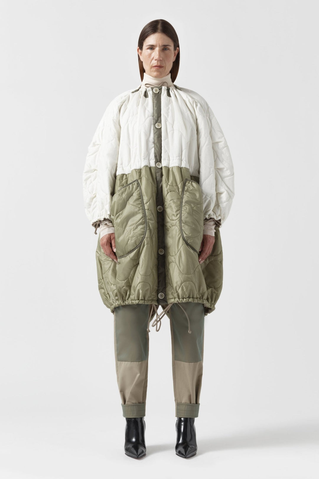 Parachute Quilted Parka - White / Stone