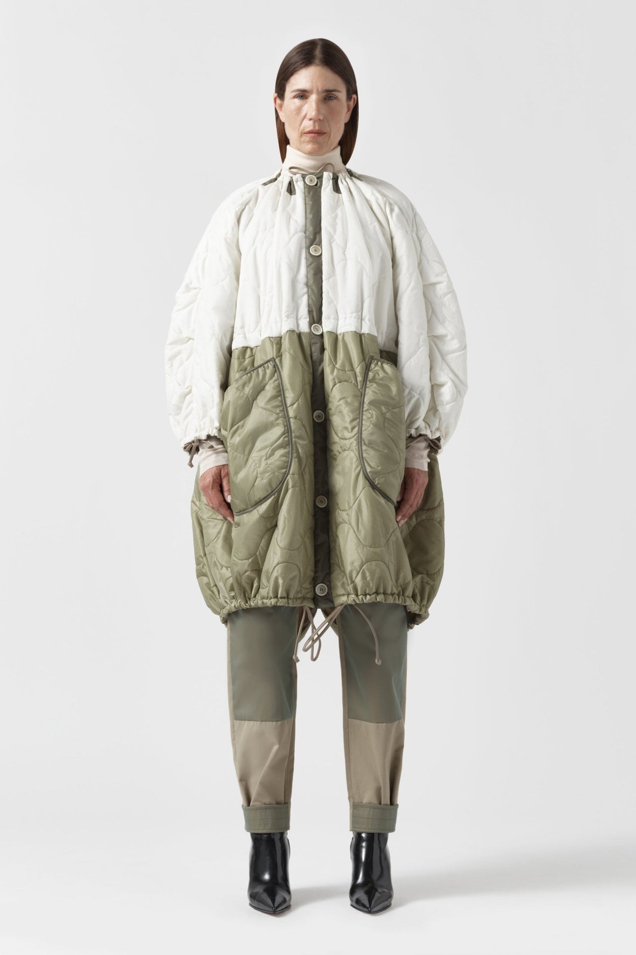 Parachute Quilted Parka - White / Stone