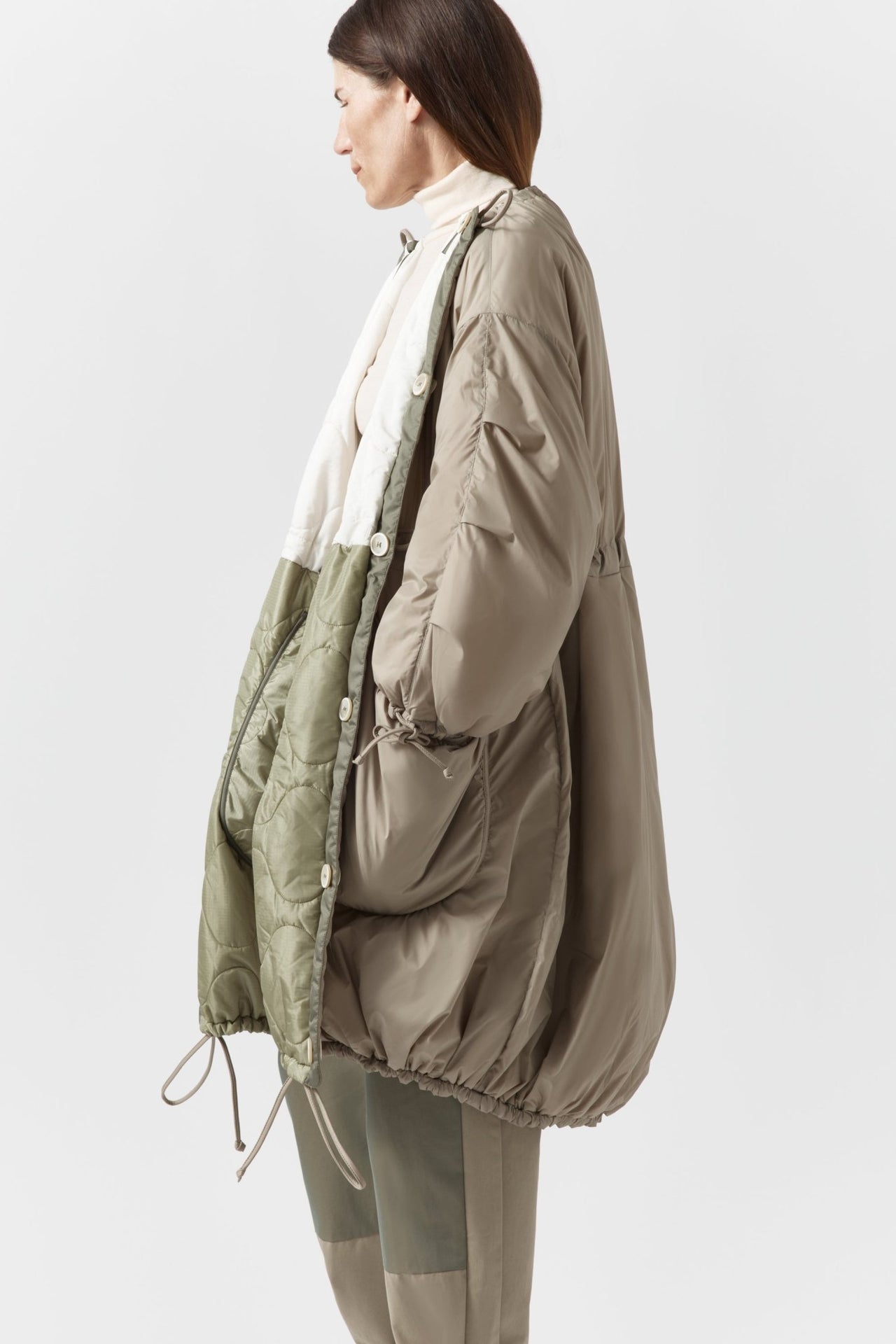 Parachute Quilted Parka - White / Stone