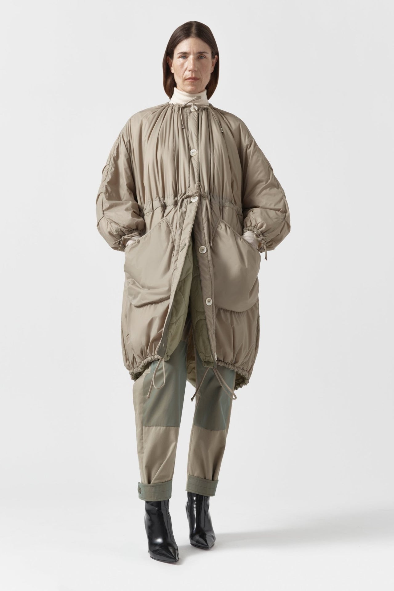 Parachute Quilted Parka - White / Stone