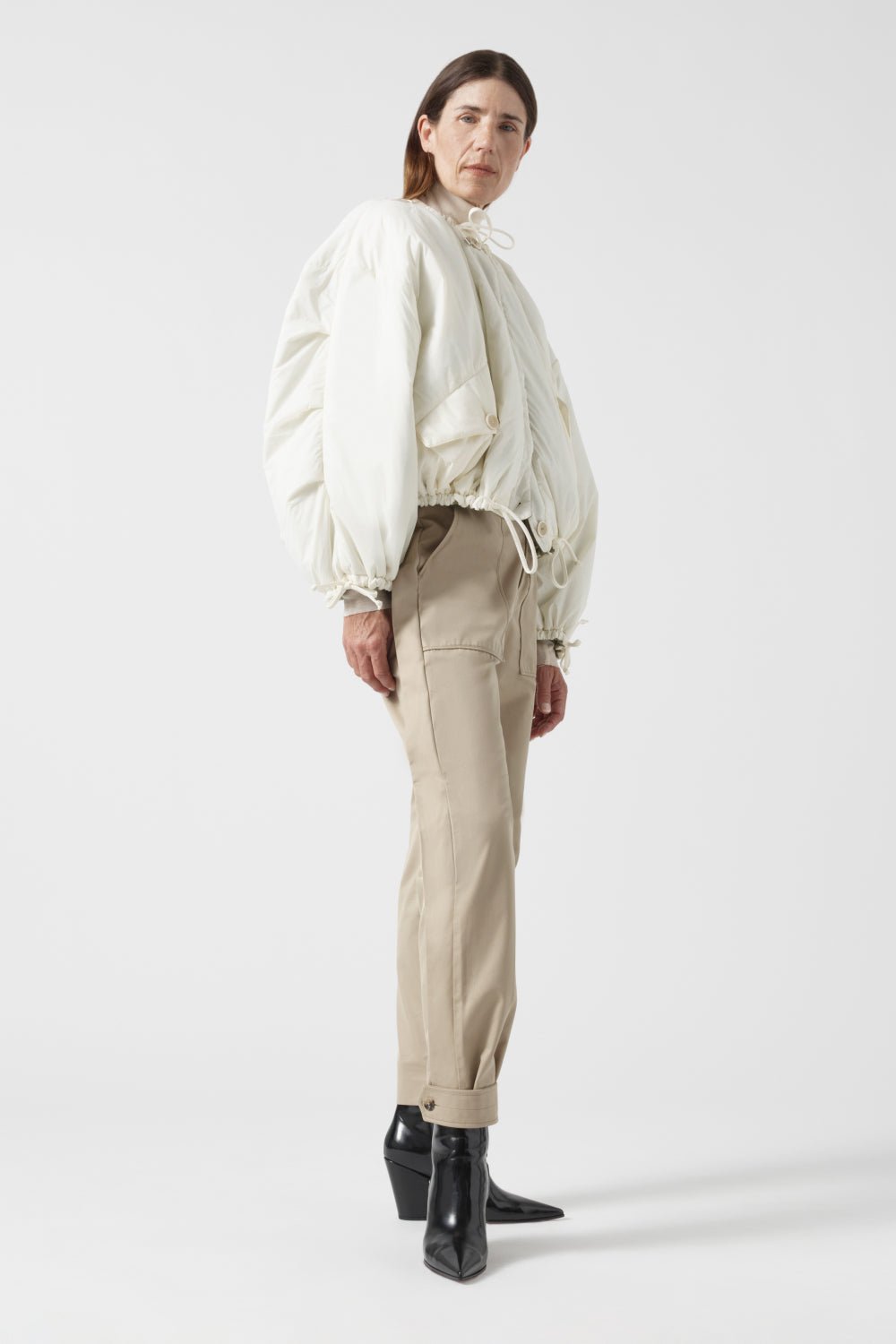 Parachute Quilted Bomber - Pale Sage / White