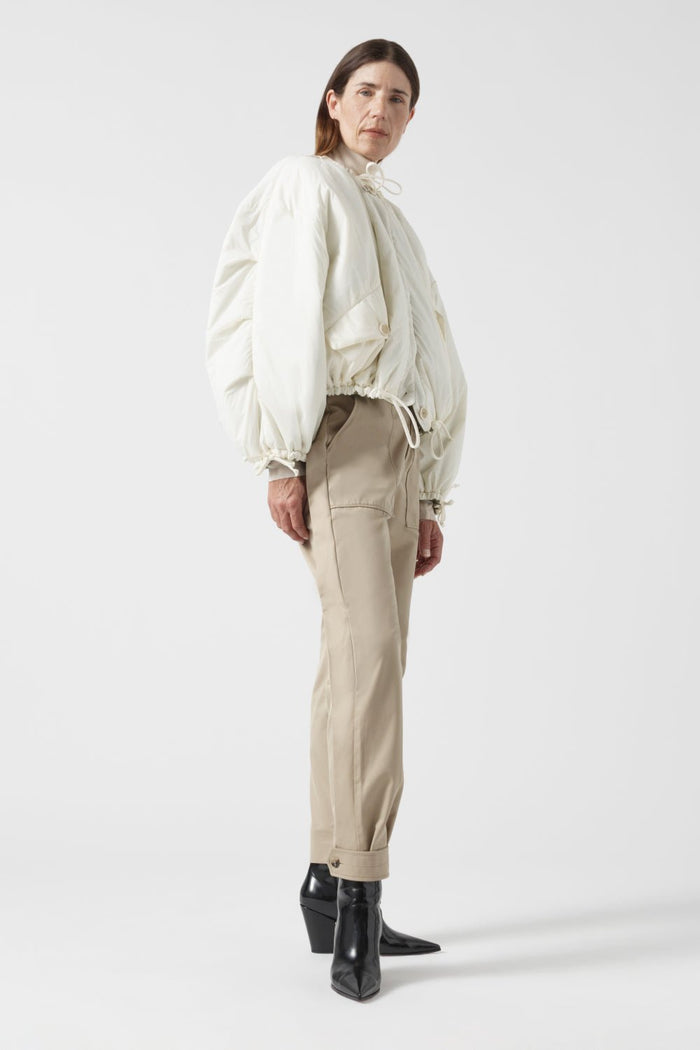 Parachute Quilted Bomber - Pale Sage / White