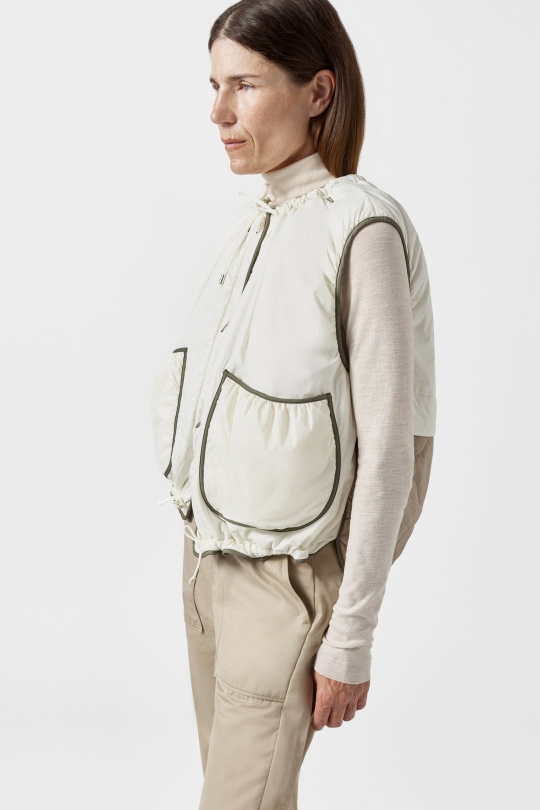 Parachute Quilted Vest - Pale Sage / White